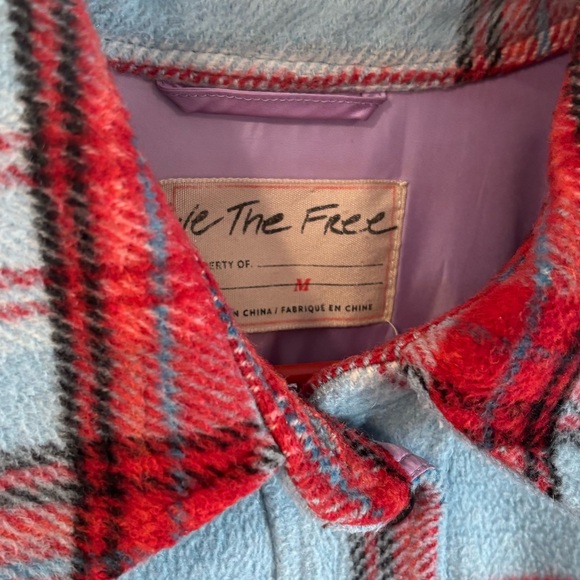 We The Free Blue Red Black Plaid Check Shirt Shacket - Picture 8 of 12